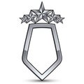 Festive vector emblem with silver outline and five pentagonal st