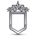 Festive vector emblem with silver outline and five pentagonal st