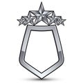 Festive vector emblem with silver outline and five pentagonal st