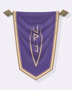 Festive Vertical Banner with Stylized Runes. Hanging Pennant for Inscription or Logo. Wall Hangings Flag for Game. Mockup Royalty Free Stock Photo