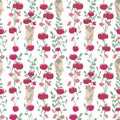Festive vertical seamless pattern in a naive style. White square background.