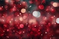 Festive and vibrant abstract bokeh blurred background with sparkling red merry christmas lights Royalty Free Stock Photo