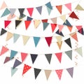 Colorful Bunting Flags Garland on White Background Royalty Free Stock Photo