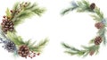 Festive Watercolor Christmas Wreath with Fir Branches AI Generated