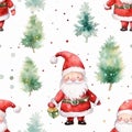 Festive Watercolor Santa Seamless Pattern for a Cheerful Background