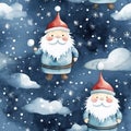 Festive Watercolor Santa Seamless Pattern for a Cheerful Background