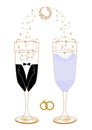 Festive wedding glasses with decor illustration