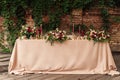 Festive wedding table candle flowers Royalty Free Stock Photo