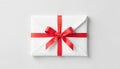Festive White Envelope with Red Ribbon Bow Holiday Gift Mail Celebration Royalty Free Stock Photo