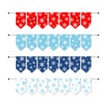 Festive winter bunting flags with snowflakes in traditional colors