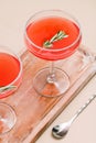 Festive winter cocktails for Christmas party in coupe glasses Royalty Free Stock Photo