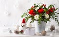 Festive winter flower arrangement in vase . Royalty Free Stock Photo