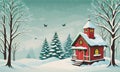 A Festive Winter Scene: Christmas Birdhouse Backdrop