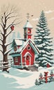 A Festive Winter Scene: Christmas Birdhouse Backdrop