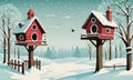 A Festive Winter Scene: Christmas Birdhouse Backdrop