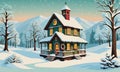 A Festive Winter Scene: Christmas Birdhouse Backdrop