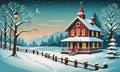 A Festive Winter Scene: Christmas Birdhouse Backdrop