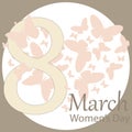 Festive women`s day poster with the figure eight and butterfly