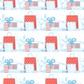 Festive Wrapped Gift Boxes Flat Seamless Pattern