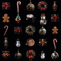 Festive 5x5 grid Christmas collage Royalty Free Stock Photo