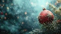 Festive Xmas Ball on Fir Tree - AI-Generated Christmas Wallpaper Background Royalty Free Stock Photo