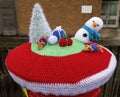 Festive yarnbombing in Southwold, Suffolk Royalty Free Stock Photo