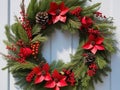 Festive Yuletide Door Wreaths A Burst of Color and Rustic Charm.AI Generated