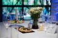 A festively served table inside the restaurant.