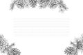 Festivev background template with seamless pattern realistic botanical ink sketch of fir tree branches with pine cone in Royalty Free Stock Photo