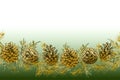 Festivev background template with seamless pattern realistic botanical ink sketch of fir tree branches with pine cone in Royalty Free Stock Photo