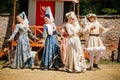 Festivities of Pernstejn Manor, Gothic Renaissance Damsels dance performances, medieval entertainment at castle Pernstejn above