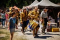 Festivities of Pernstejn Manor, medieval fair, executioner and guard, Men in historical costumes, Reconstruction, medieval