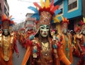 Colorful carnival of people on the street