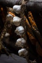 Festoon of cloves of garlic