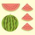 Fet of watermelon with sign, flat style