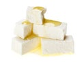 Feta cheese cubes with olive oil drops Royalty Free Stock Photo