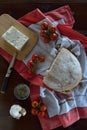 Feta cheese,fresh cherry tomatoes,garlic, thyme and bread