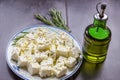 Feta cheese, olive oil Royalty Free Stock Photo