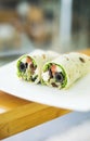 Feta cheese olive and salad vegetarian wrap Royalty Free Stock Photo