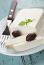 Feta cheese with olives Royalty Free Stock Photo