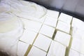 Feta cheese production cubes Royalty Free Stock Photo