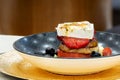 Feta, Tomato, pepper and Eggplant Tower Royalty Free Stock Photo