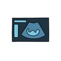 Fetal ultrasound doodle icon, vector illustration