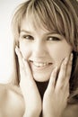 Fetching smile. Beautiful woman close up. Royalty Free Stock Photo