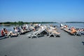 Fetesti, Romania - july 2 2023 : picturesque Danube riverside