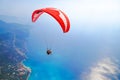 Tandem paragliders on Mediterranean Sea.