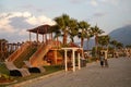 Fethiye city embankment before sunset.