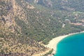 Fethiye, Turkey - Panoramic view Belcekiz Beach. Oludeniz, Blue Lagoon Fethiye from air or drone. Mediterranean coast Royalty Free Stock Photo