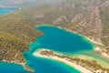 Fethiye, Turkey - Panoramic view Belcekiz Beach. Oludeniz, Blue Lagoon Fethiye from air or drone. Mediterranean coast Royalty Free Stock Photo