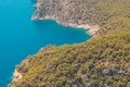 Fethiye, Turkey - Panoramic view Belcekiz Beach. Oludeniz, Blue Lagoon Fethiye from air or drone. Mediterranean coast Royalty Free Stock Photo